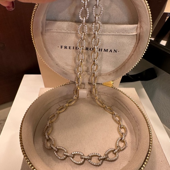Freida Rothman Sterling Silver 925 W/Pave & Good Overlay 18” Tennis Necklace. - Picture 1 of 7